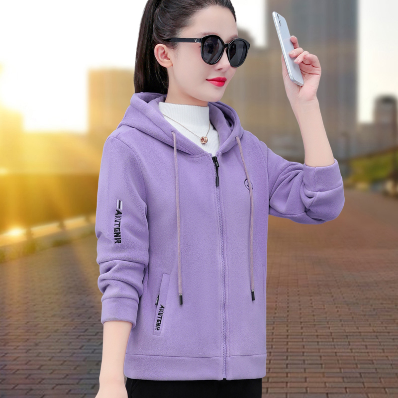 Double-Sided Fleece Cardigan Women's Fleece Jacket 2025 Autumn and Winter New Style Stylish Warm Sweatshirt Mom's Hooded Thick Coat