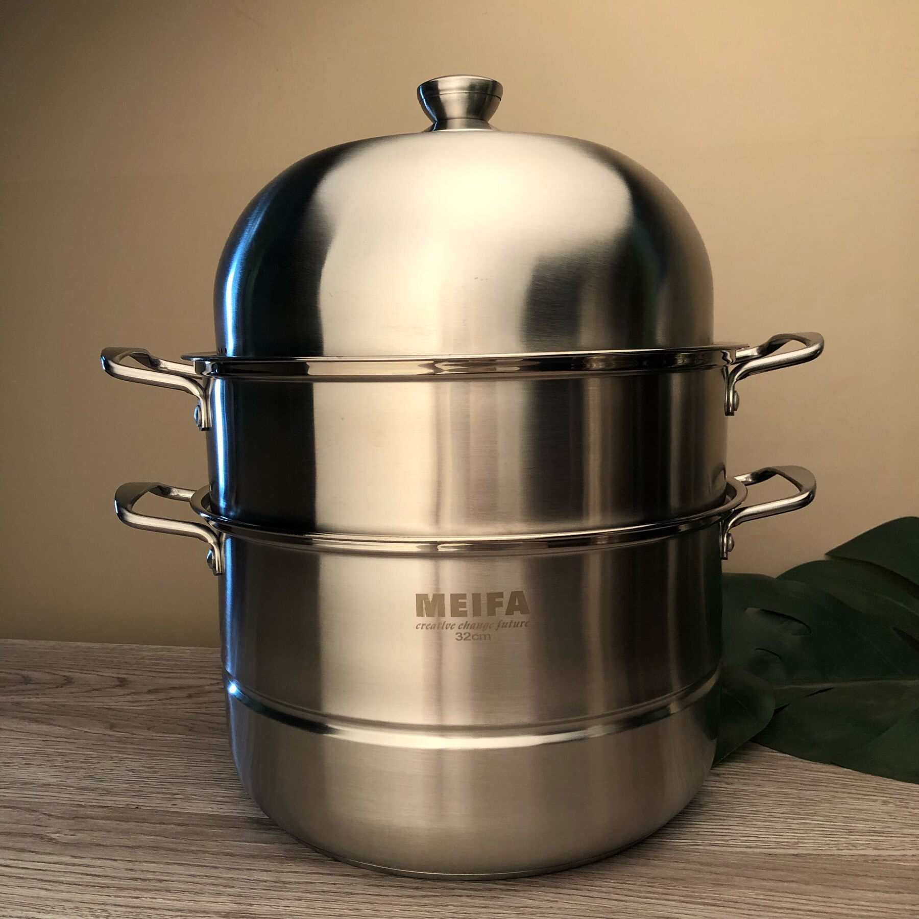 Stainless steel double bottom steamer three layers thickened induction cooker 3 layers two 2 pieces 1 drawer 28 30 32 commercial extra large 40cm