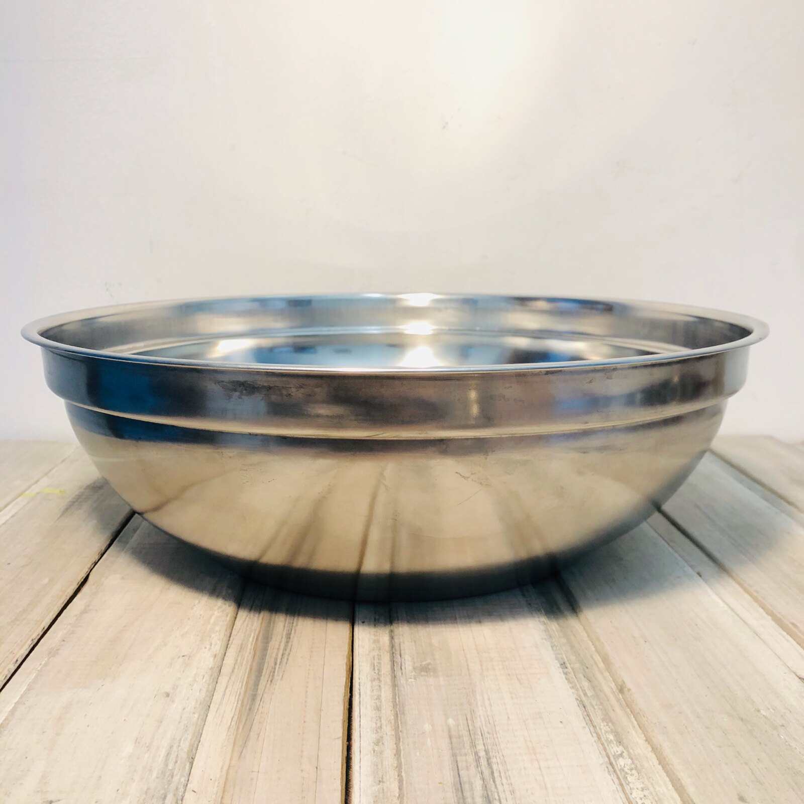 Defective commercial large hot pot basin single-bottom steamed vegetables stainless steel basin kitchen multi-use increase vegetable washbasin 34cm