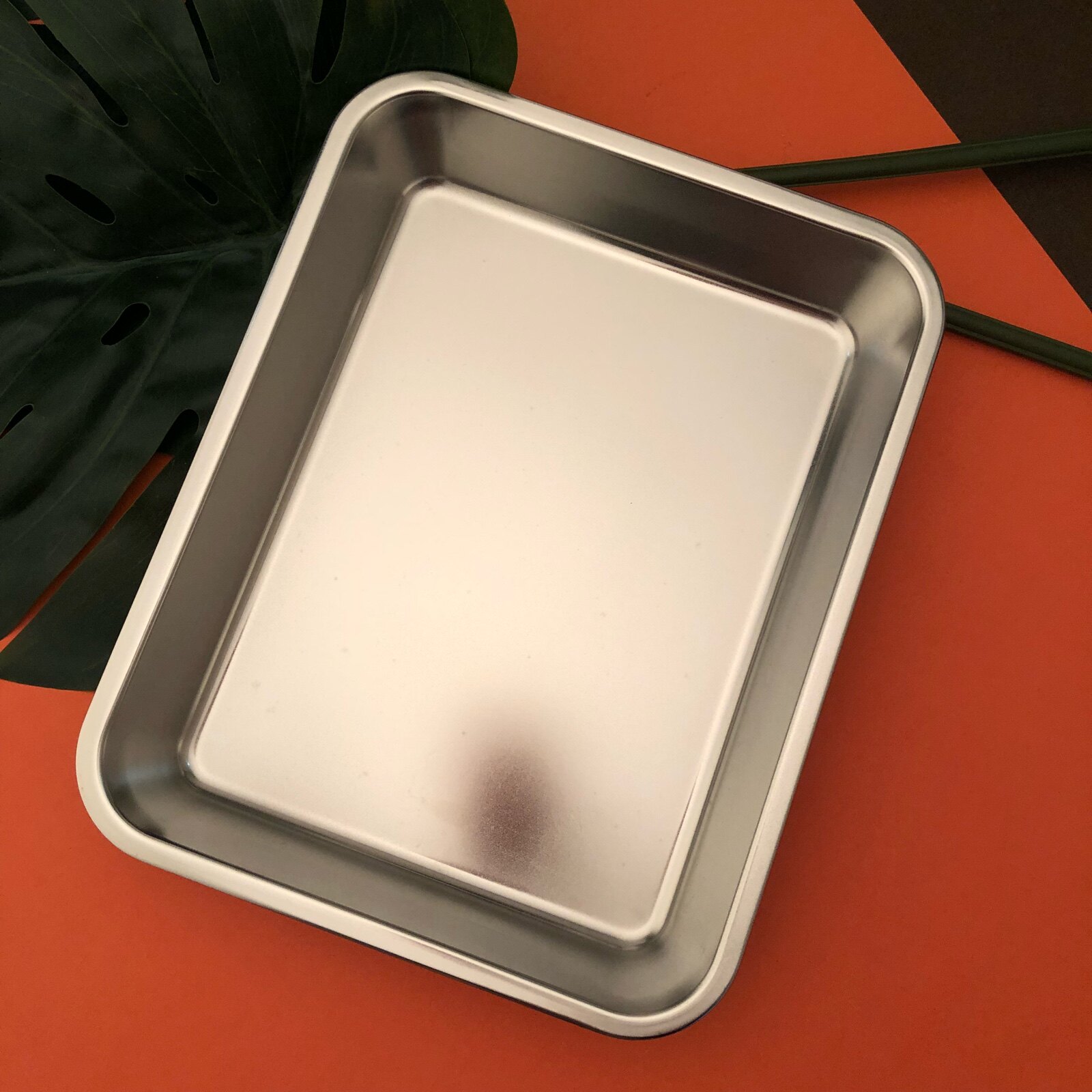 Tray stainless steel deep square plate grilled fish commercial plate fast food restaurant preparation plate dessert shop baking depth 5cm