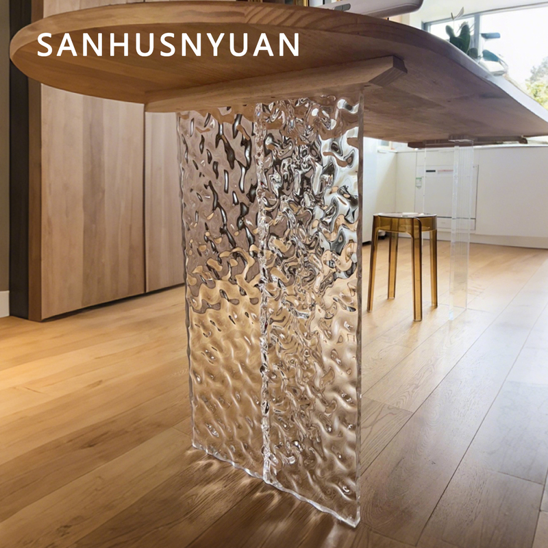 Water Ripple Acrylic Table Legs Transparent ins Wind Desk Dining Table DIY Furniture Support Feet T-Shaped Table Legs High Load-Bearing