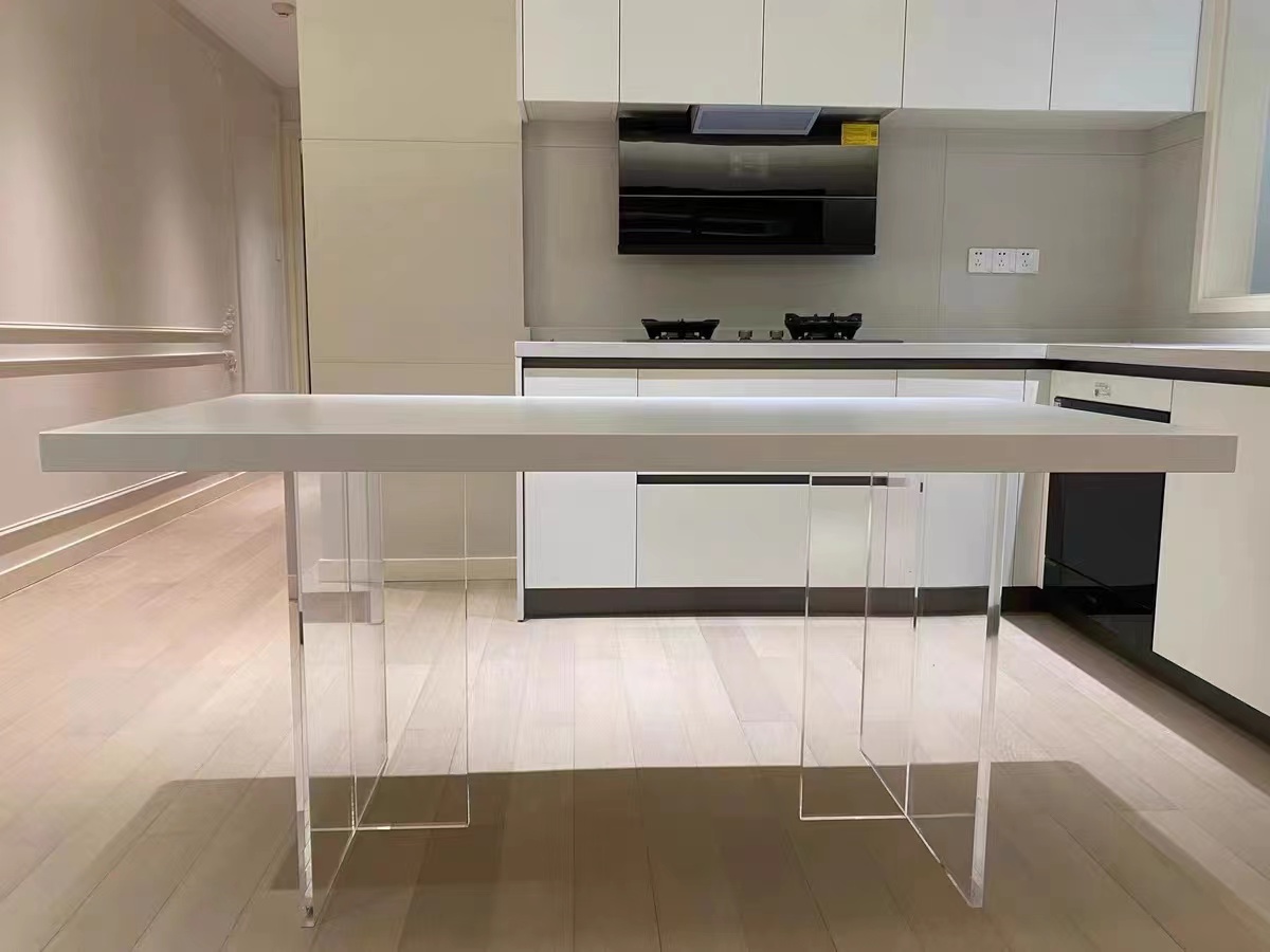 Press transparent table leg custom thick plate organic glass tabletop and feet tea legs processing T - one - font bracket polishing