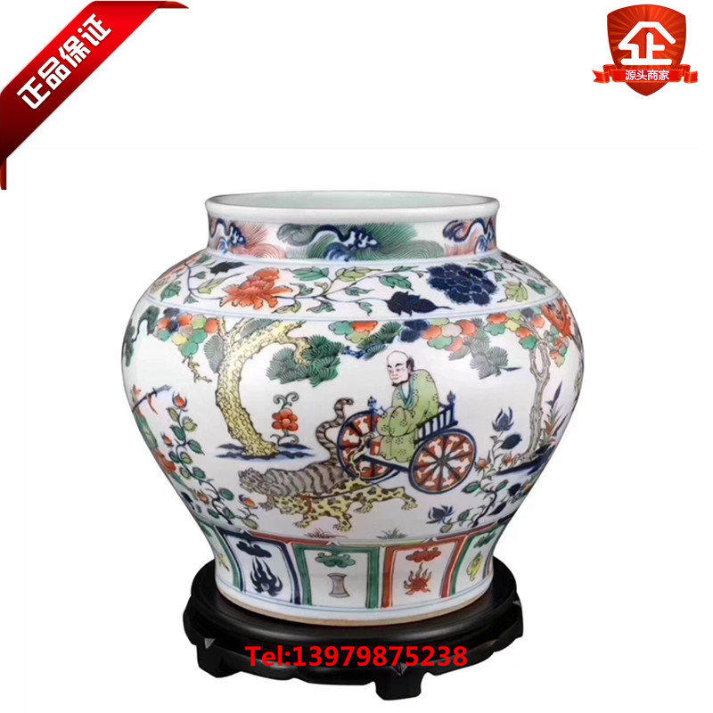 Jingdezhen Master Ceramics Works Chinese Porcelain Soul Ghost Valley Sublower Mountain Bucket Colorful Jar Home Decoration Artwork Collection