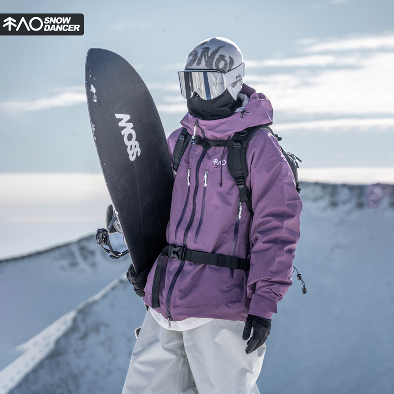 Snowproof Purple 3L Waterproof, Windproof, and Wear-Resistant Ski Jacket with Full Taped Seams, Oversized Snowboard Jacket with Fleece Lining