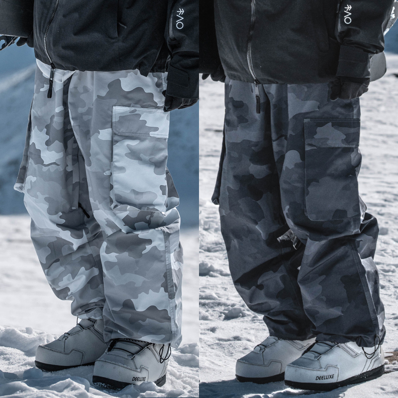 Camouflage Snowboard Pants with Fleece Lining, Waterproof, Windproof, Wear-Resistant, Trendy, Loose Fit, Oversize, Affordable Snow Pants