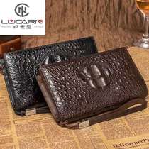 Import Niro Crocodile belly leather handbag upscale genuine leather mens single zipped hand grab bag multi-position long wallet tide