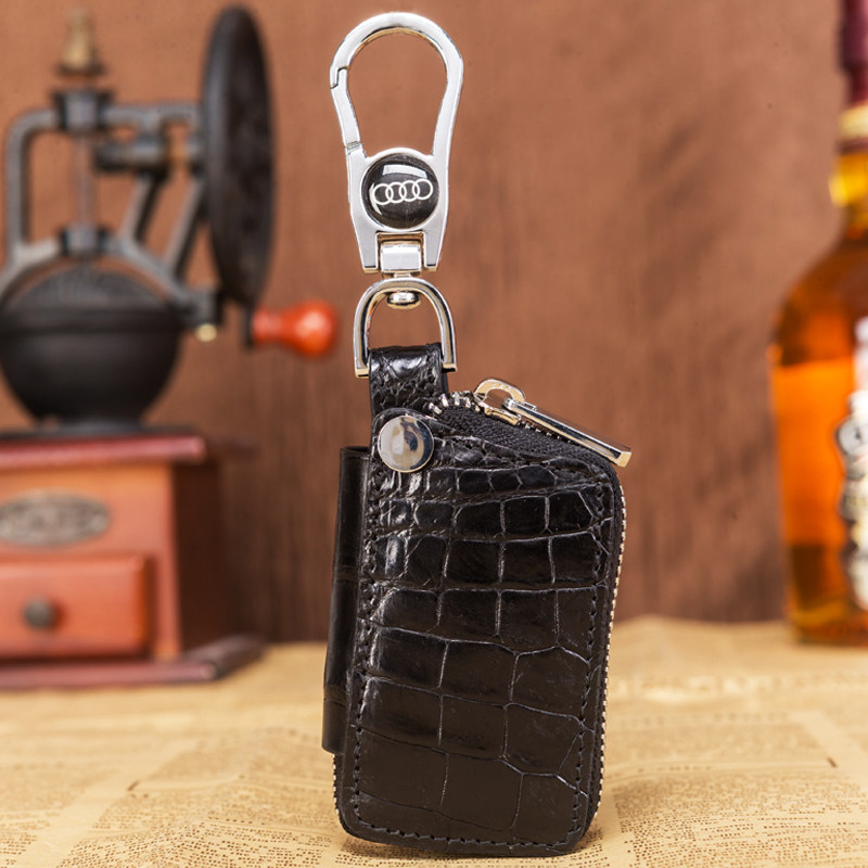 Leather car key bag crocodile leather remote control key case case bag large capacity waist hanging lock key bag high-grade