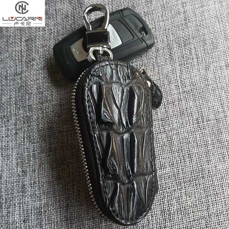 New avocado leather car key bag high-end genuine leather key sleeve bracelet male and female universal business black