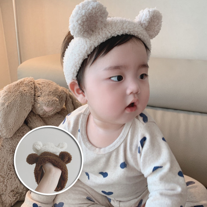ins autumn and winter Korean baby cute bear ears plush hairband Men and women's baby wild warm hair accessories headdress