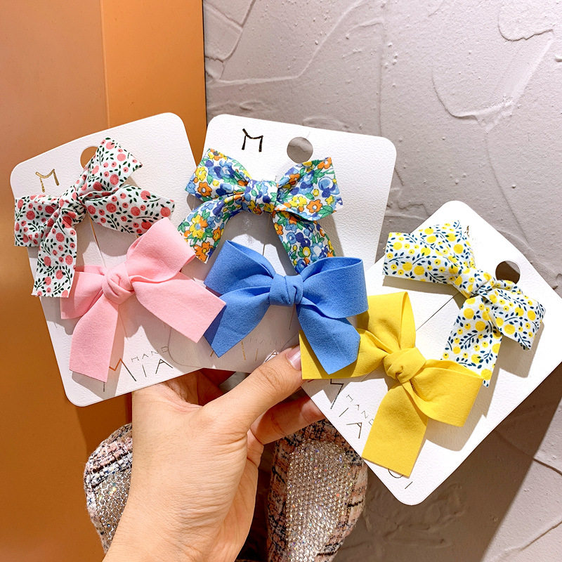 Ins explosion baby fresh floral macaron bow children's hair clip set baby side clip hair accessories