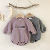 ins21 winter Korean version of Baby letters plus velvet one-piece sweater men and women baby loose bag fart conjoined