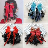 Детский парик, аксессуар для волос, кудрявый милый хвостик, заколка для волос с бантиком для принцессы