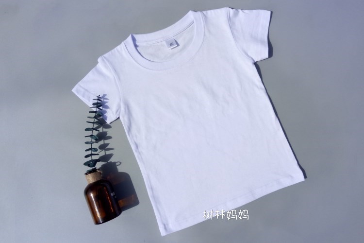 Trẻ em Trống T-Shirt Cha Mẹ Và con Tinh Khiết Bông Trắng T-Shirt Ngắn Tay Áo Trắng Áo Sơ Mi Quảng Cáo Tay Tranh Graffiti 180 gam