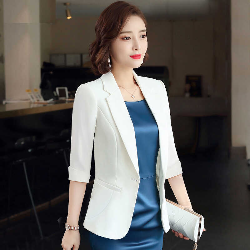 White Blazer Suit Dress for Women with Three-Quarter Sleeves, 2026 New Style, Professional and Elegant Dress, Summer Blazer Jacket for Women