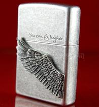 Original ZIPPO lighter Korean version of ancient silver black ice flying higher angel wings silver black ice side Eros wings