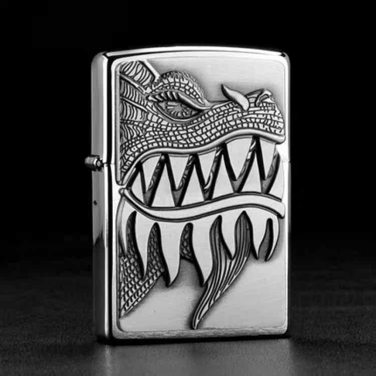 Original dress ZIPPO lighter classic with chrome wire drawing with the dragon gas swallowing up the mountain 28969