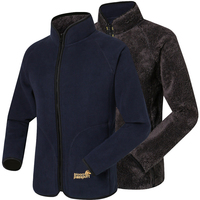 (Youth Passport) Outdoor autumn and winter reversible fleece men's thickened plus velvet large size sweater jacket jacket