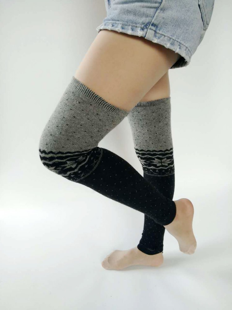 Mùa xuân và mùa thu Thin cashmere Kneepad Ấm chân len Che xà cạp dài Vớ đầu gối Bông tuyết Chân dài che tất trẻ em