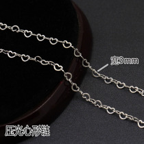 925 pure silver pressure light heart-shaped chain semi-finished chain bulk chain handmade DIY silver accessories Accessories Loving Bracelet Necklace