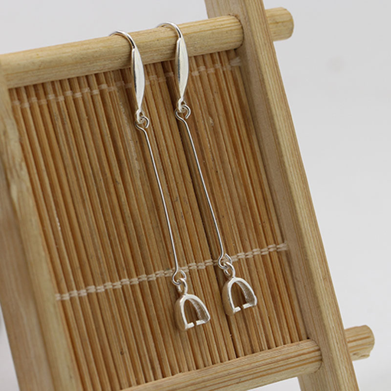 925 Silver ear hook jade pendant Clip buckle earrings Jade buckle head can be hung emerald crystal pearl tray hanging ear line diy accessories