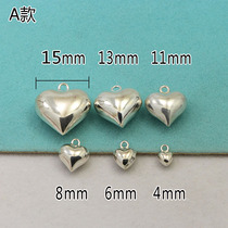 925 pure silver solid heart-shaped pendant sub-heart-shaped pendant extended chain small crowdhanded chain necklace pendant diy string bead accessories