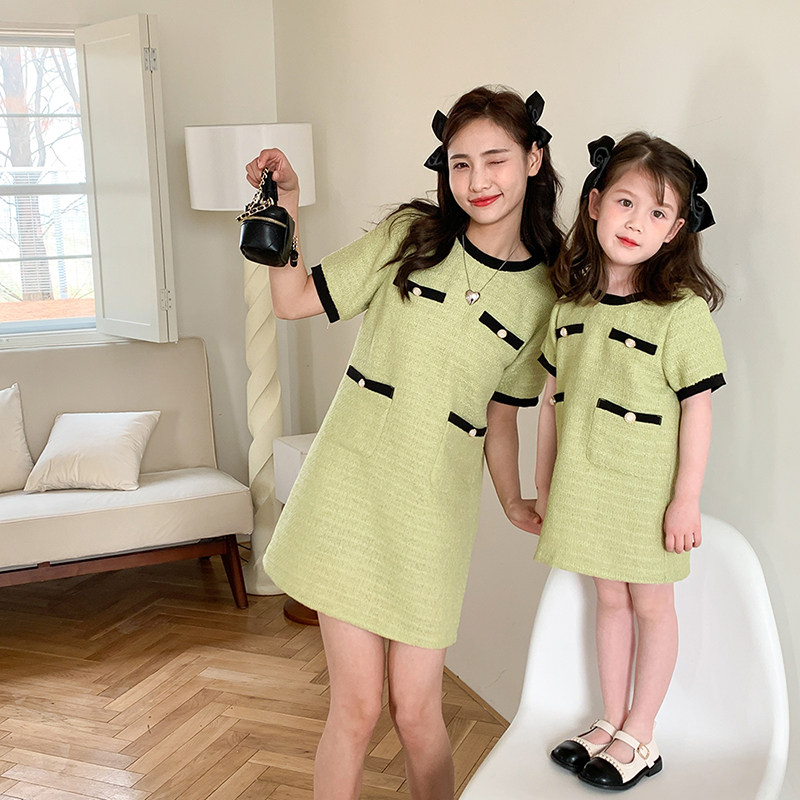 High-end parent-child clothing 2022 summer new foreign style casual skirt girls small fragrance dress net red mother and daughter clothing trend