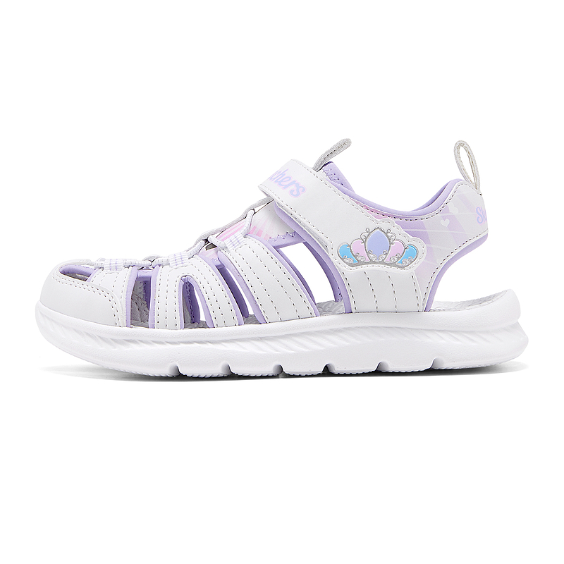 Skechers斯凯奇儿童夏季户外轻盈包头凉鞋女童魔术时尚休闲鞋子