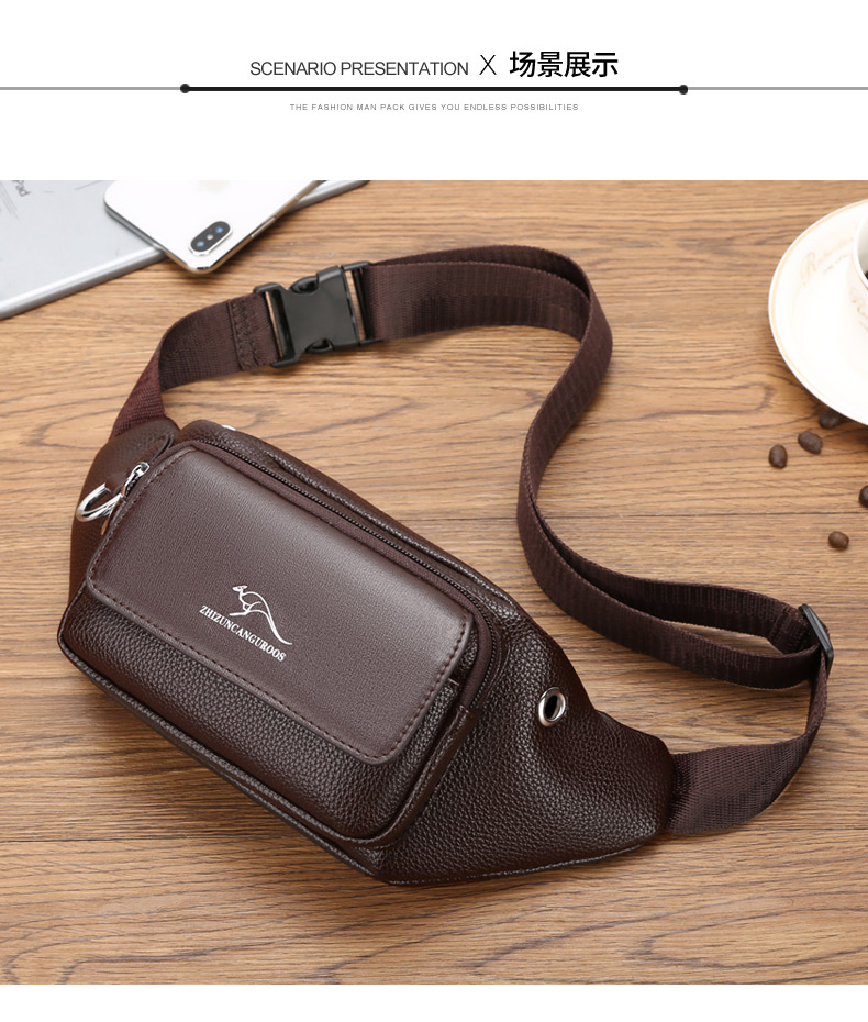 Zhizun kangaroo túi nam đa chức năng nhỏ nhẹ da giản dị túi da nam túi ngực 2019 mới - Túi của con người túi đeo chéo nam hàng hiệu
