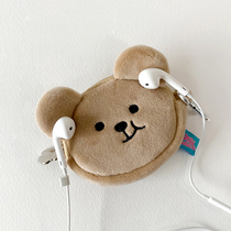 Korean jellybubble cute rotten laughing bear pangnom mini coin bag headphone storage bag pendant