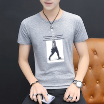 2021 New INS round neck T-shirt mens short sleeve print T-shirt summer clothes cotton white base shirt harbor style BOY