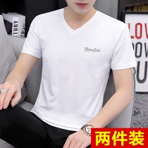 Cotton Ice Silk 2021 new T-shirt mens short sleeve summer clothes mens base shirt fashion mens shirt