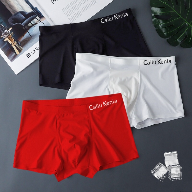 American Men's Underwear Ice Silk Seamless Boxer Briefs Thin Sports Antibacterial Zodiac Year Red Boxer Shorts Vckv