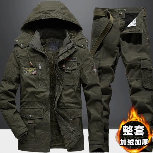 Демисезонный дорожный пуховик, утепленный комбинезон, длинный хлопковый комплект, средней длины