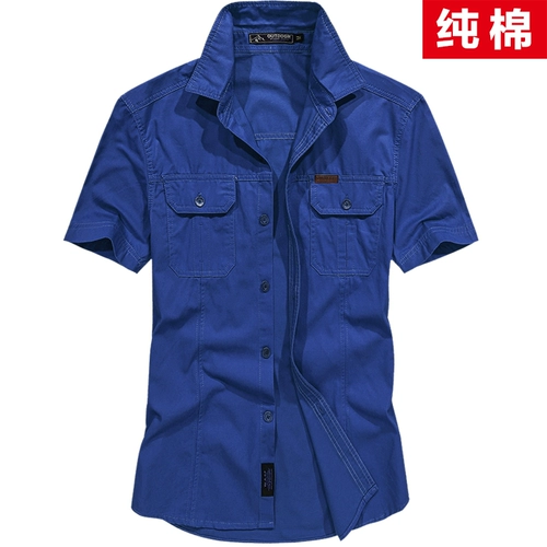 Летняя хлопковая мужская дорожная рубашка для отдыха для работы, большой размер, рабочая одежда