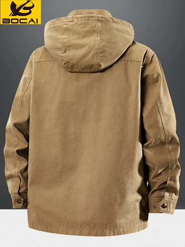 Мужской демисезонный плащ, дорожная хлопковая мужская куртка с капюшоном