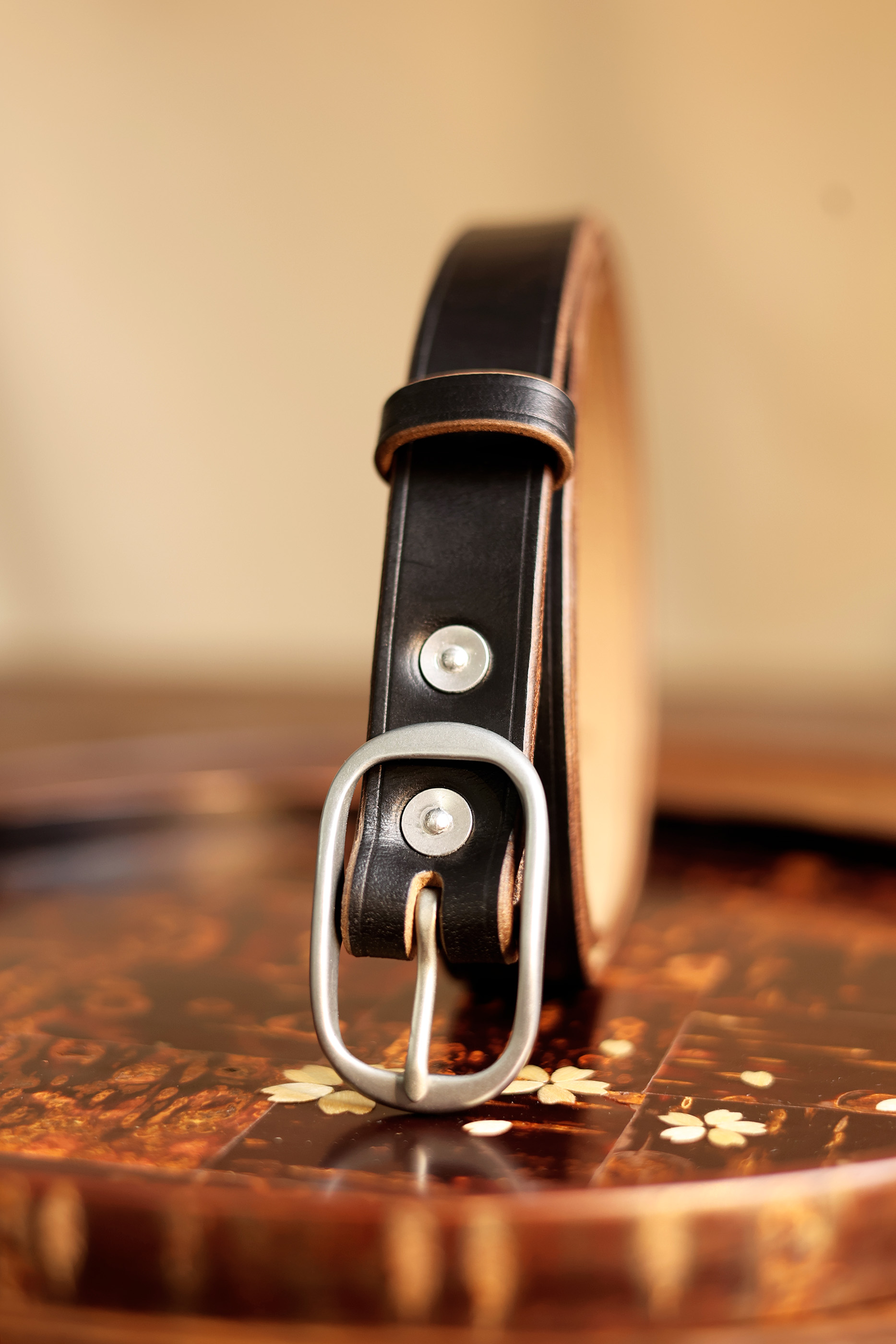 American Horween tea Wax waxed top layer cowhide narrow unisex belt - Belts - Genuine Leather Multicolor