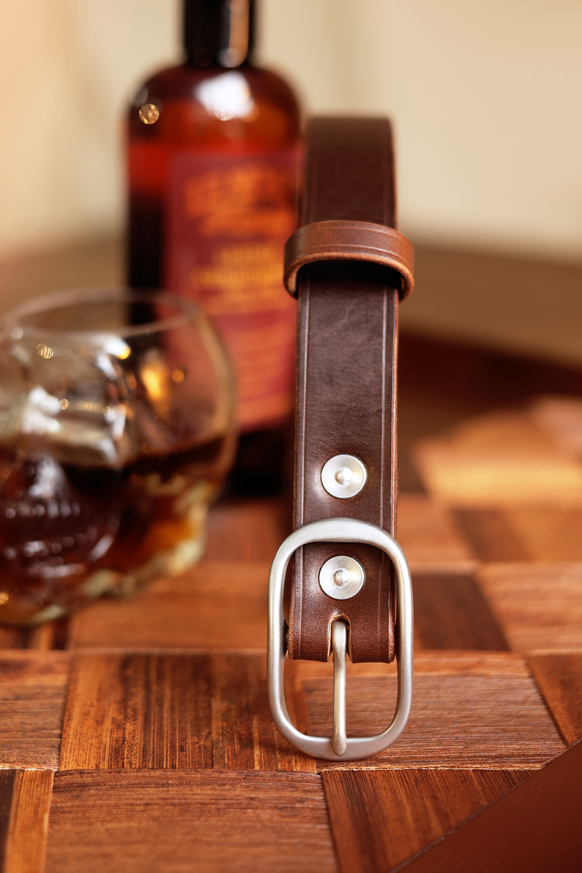 American Horween tea Wax waxed top layer cowhide narrow unisex belt - Belts - Genuine Leather Multicolor