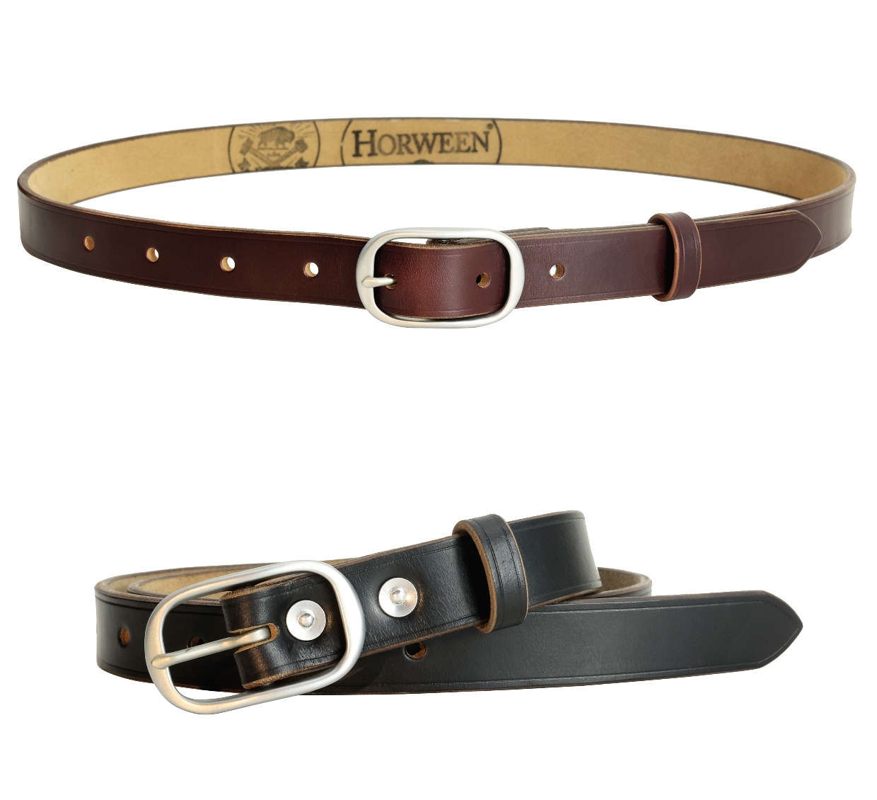 American Horween tea Wax waxed top layer cowhide narrow unisex belt - Belts - Genuine Leather Multicolor