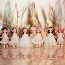 White wedding dress gift box with haute couture doll