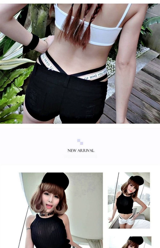 Mùa hè mới phiên bản Hàn Quốc của quần lửng thấp thể thao quần lửng họa tiết ruy băng rỗng khâu bó sát skinny gợi cảm nóng bỏng quần nữ thời trang nữ cao cấp