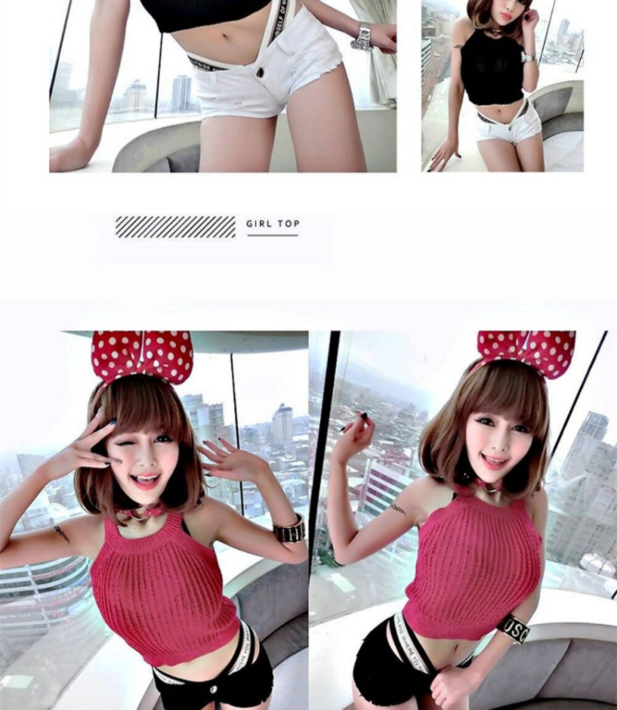 Mùa hè mới phiên bản Hàn Quốc của quần lửng thấp thể thao quần lửng họa tiết ruy băng rỗng khâu bó sát skinny gợi cảm nóng bỏng quần nữ shop đồ nữ
