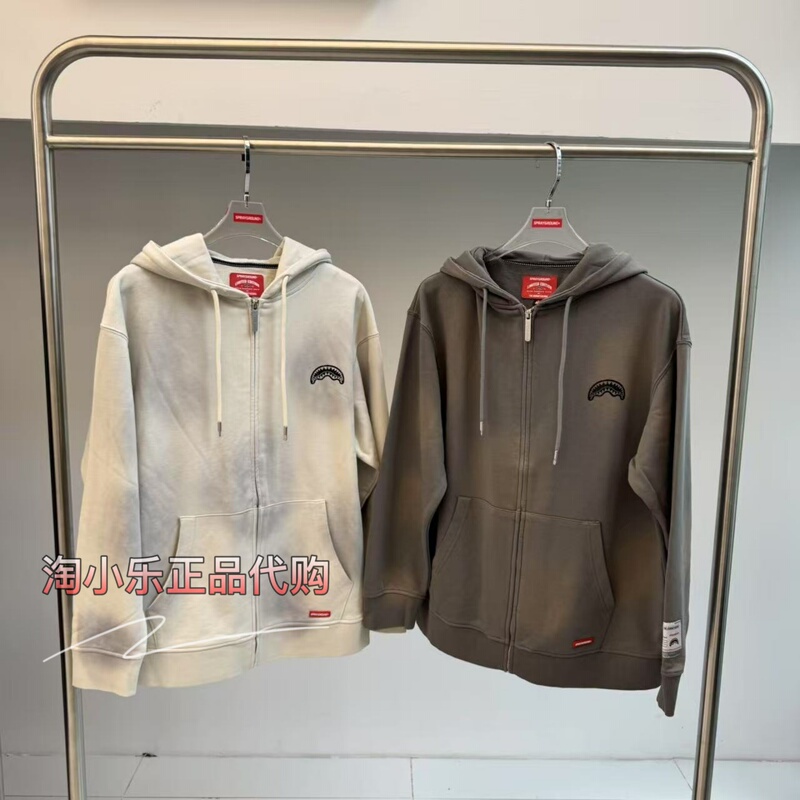 Sprayground Shark Mouth Counter Genuine 2025 Autumn Distressed Cardigan Hooded Sweatshirt W1133301