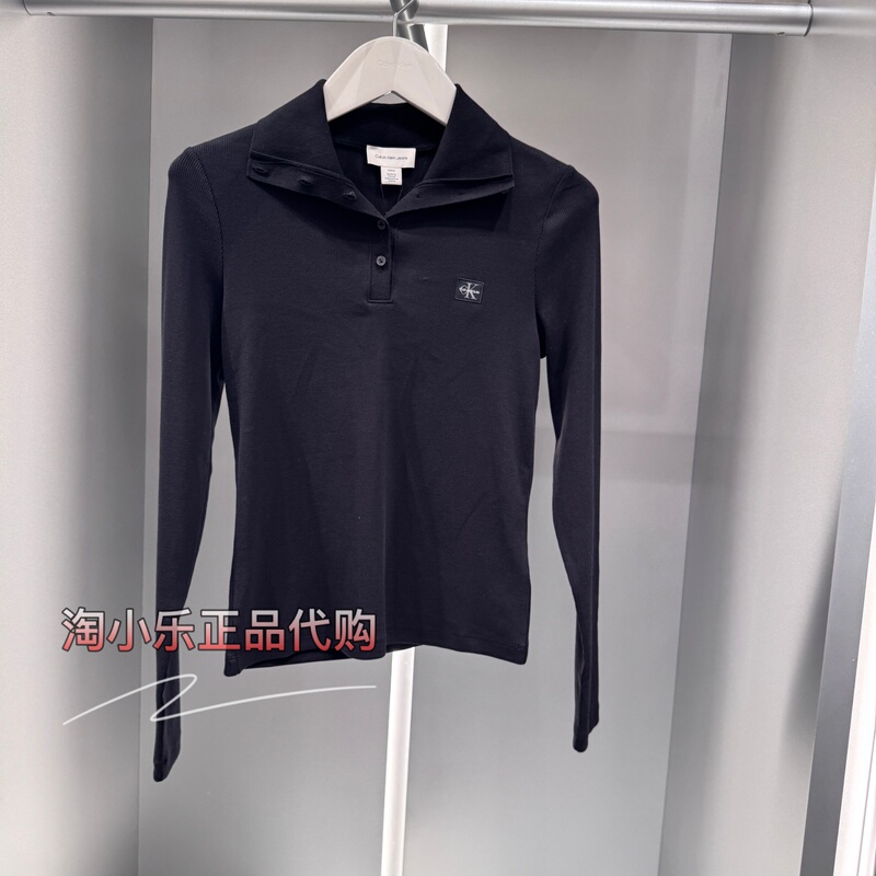 Ck Jeans Official Store Genuine 2026 Autumn New Women's Retro Embroidered Logo Lapel Long-Sleeve T-Shirt 47H203G Ck Jeans Official Store Genuine 2026 Autumn New Women's Retro Embroidered Logo Lapel Long-Sleeve T-Shirt 47H203G