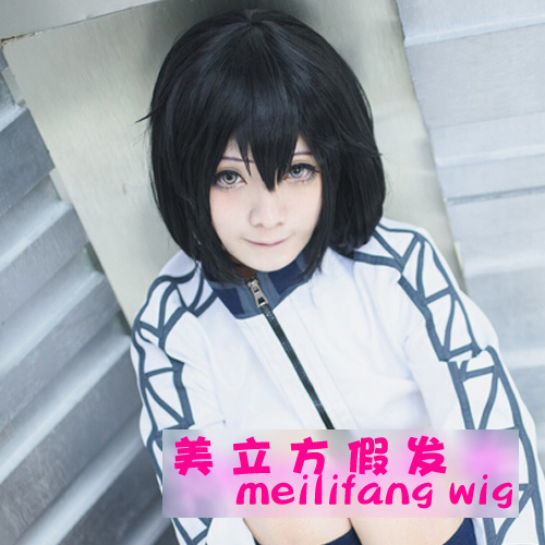 [US Cube] Hạm đội Bộ sưu tập tóc giả ngắn mặt ngắn màu đen - Cosplay đồ hầu nữ