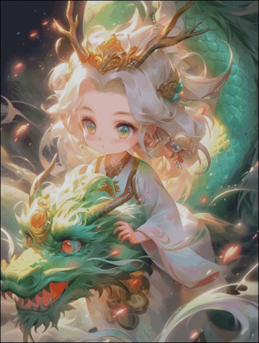 Ultra clear colored cross embroidered drawing drawings source file small green dragon 300-398 180 color-Taobao