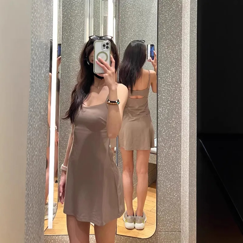 Ole Simisi Lulu Dress Women's Summer Camisole Dress Anti-Exposure Chest Pad Sports Vest Fitness Breathable