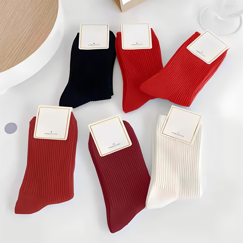 Burgundy Socks for Women, Dark Red Mid-Calf Socks, Solid Color, Simple Ins-Style, Black and White Long Socks, Spring, Autumn, and Winter Slouch Socks Burgundy Socks for Women, Dark Red Mid-Calf Socks, Solid Color, Simple Ins-Style, Black and White Long Socks, Spring, Autumn, and Winter Slouch Socks