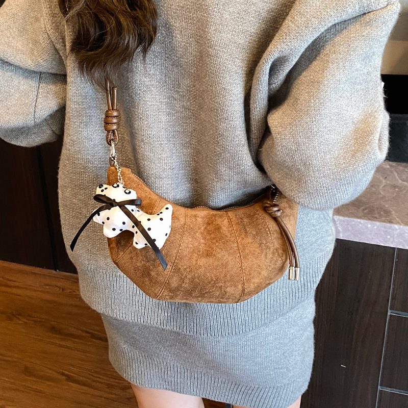 Retro Suede Small Bag for Women 2026 New Trendy Fashion Frosted Croissant Bag Spring and Summer Niche Texture Crossbody Bag