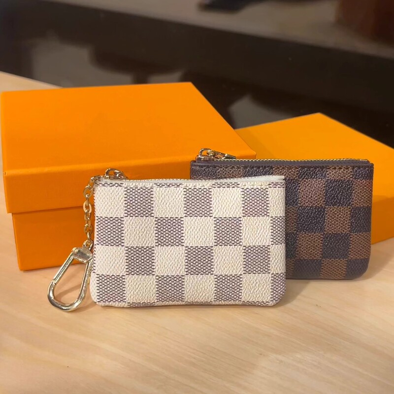 Suitable for Lv Coin Purse, Checkerboard Pattern, Classic Monogram Clutch, Versatile Card Coin Purse, Mini Zipper Small Bag