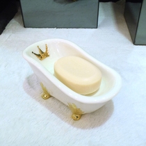 European style ceramic soap box drain creative bathroom hotel restaurant high grade soap porcelain soap dish soap dish soap box